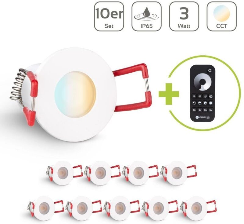 Einbaustrahler Mini Livorno 3W CCT 2700K-6500K IP65 - Farbe: weiß - Anzahl: 10x