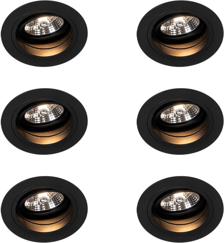 Set mit 6 Einbaupunkt schwarz verstellbar rund - Spannfutter 70