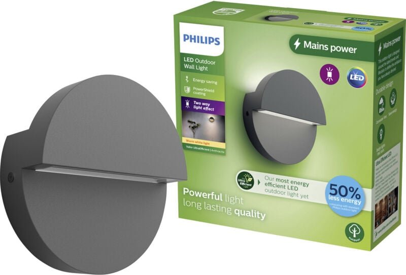 Philips Lighting Valor 929004140601 LED-Außenwandleuchte LED 8.6 W Anthrazit