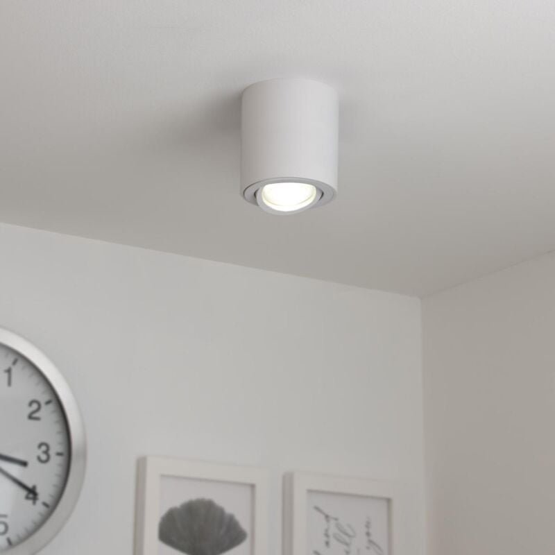 Runder Aufbaustrahler schwenkbar Deckenbeleuchtung - Farbe: weiß - LED Leuchtmittel: GU10 5W Neutralweiß 230V dimmbar 40...