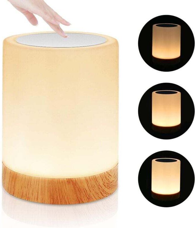 Nachttischlampe, LED-Nachtlicht für Kinder mit Touch-Steuerung, USB-aufladbar und dimmbar, RGB-Farbwechsel, warmweiß, fü...