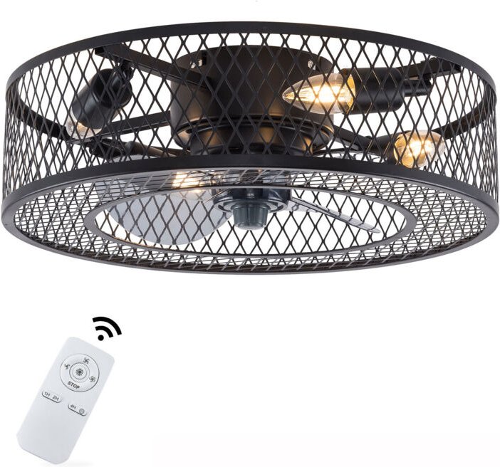 LED Decken Lüfter Ventilator Leuchte Deko-Licht Lampe mit FERNBEDIENUNG 45,7cm