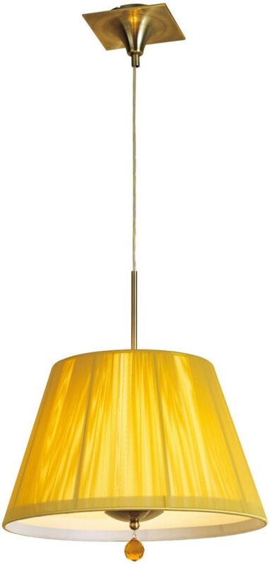 Inspired Mantra Siena Pendelleuchte, rund, 1 Licht, E27, antikes Messing mit bernsteinfarbenem, cremefarbenem Schirm und...