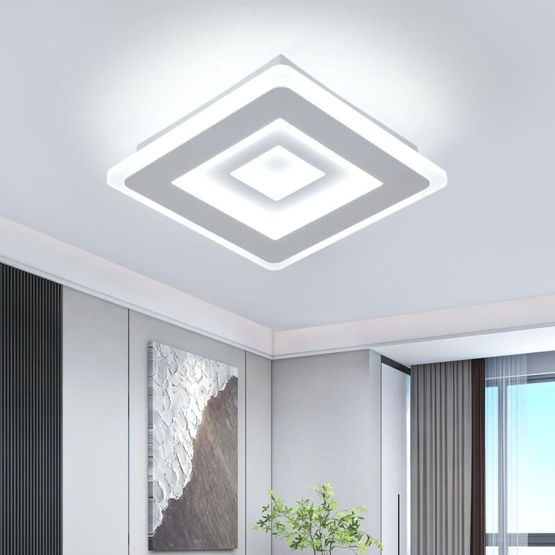 GOECO Moderne LED-Deckenleuchte, Quadratische 28W 3150LM LED-Deckenlampe, Weiße Acryl-Deckenleuchte für Schlafzimmer, Wo...