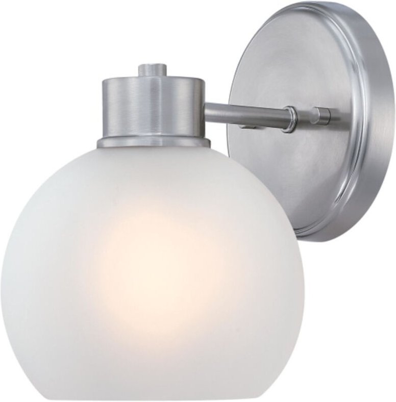 Einflammige Wandleuchte Dorney Nickel / Milchglas