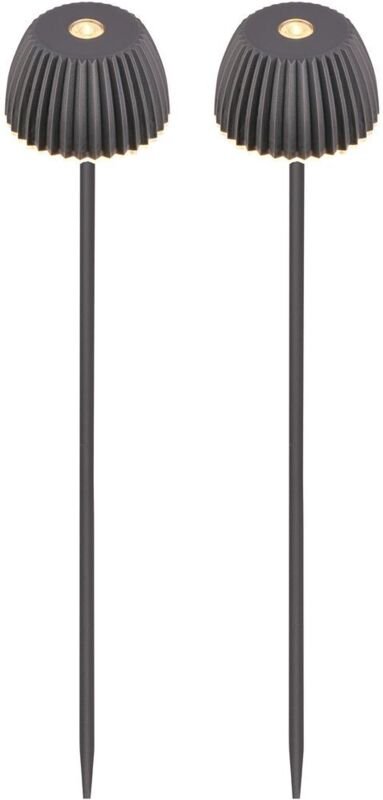 Briloner 2er-Set Gartenleuchte mit Erdspieß Kabellos 78,5cm 1,5W 130lm 2700K Warmweiß IP44 Spritzwasserschutz Anthrazit ...