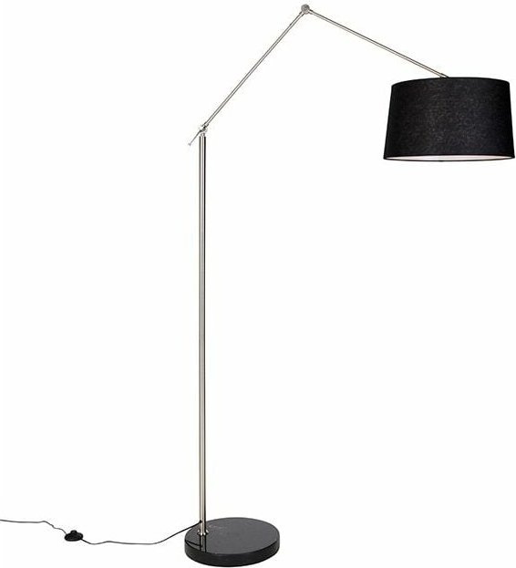 Moderne Stehleuchte Stahl Leinenschirm schwarz 45 cm - Editor