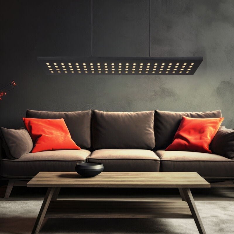 Led Hängeleuchte Pendelleuchte Esstischleuchte Wohnzimmerlampe, Metall schwarz Holz, 3 Stufen Dimmer Memoryfunktion, 40W...