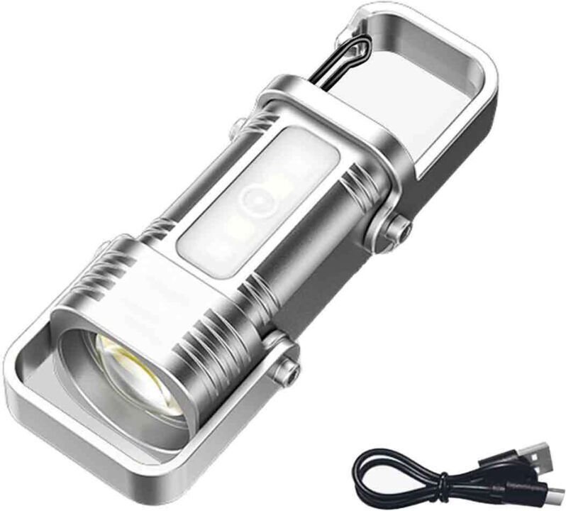 Mini-USB-wiederaufladbare COB-LED-Taschenlampe, Schlüsselanhänger, tragbare Taschenlampe