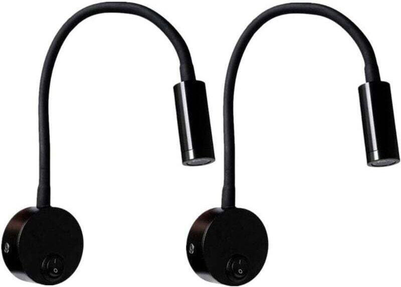 3-Watt-Wandleselampe, schwarz, flexibler und verstellbarer Hals, Aluminium-Schreibtischlampe, Nachttischlampe mit Schalt...
