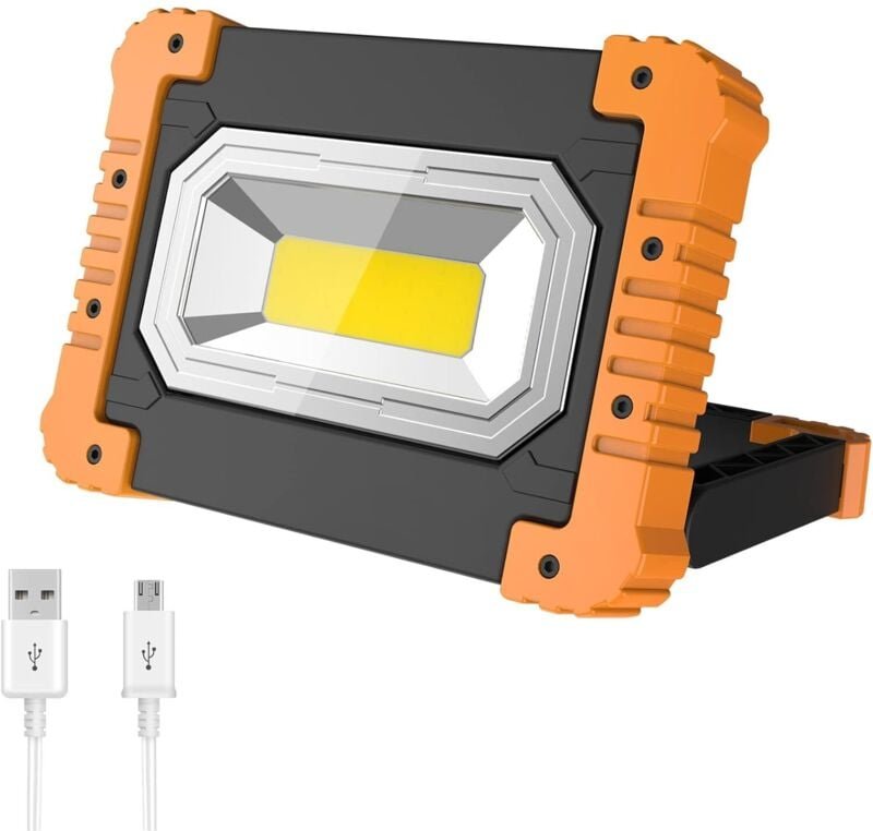 Led wiederaufladbarer Baustrahler, tragbares USB-Arbeitslicht, wasserdicht für Baustelle, Garage, Werkstatt, Camping, Ga...