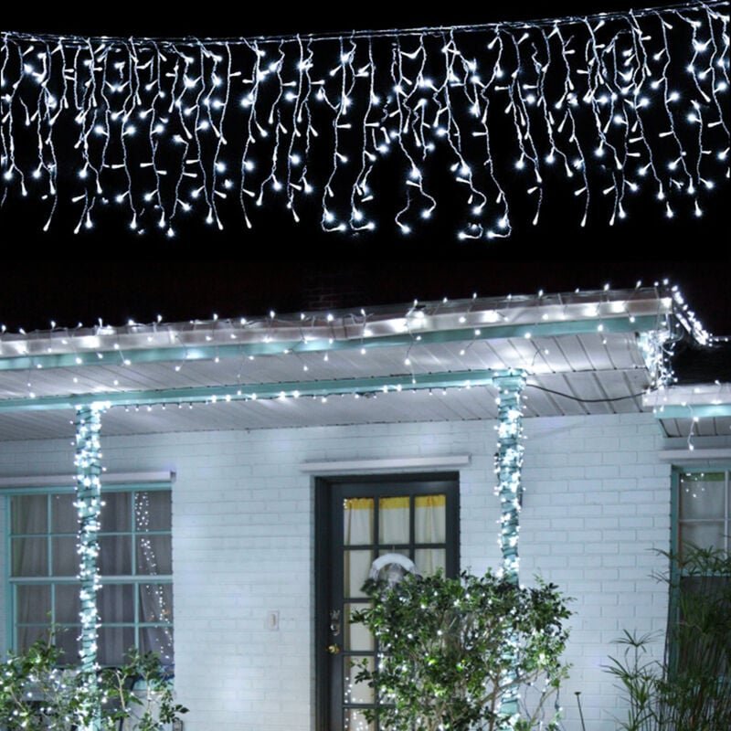 Swanew 10M 200 led Lichterkette led Eisregen Schneefall Weihnachtsbeleuchtung Lichtervorhang IP44 8 Modi mit Stecker Auß...