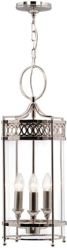 Pendellampe Deckenleuchte Hängelampe Stahl Glas Nickel d 26 cm Esszimmerlampe