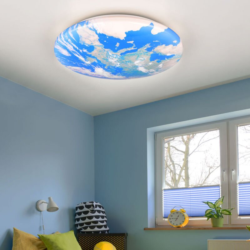 Reality Leuchten - Coole led Deckenleuchte terra mit Weltkugelcover aus Kunststoff, ø 37cm
