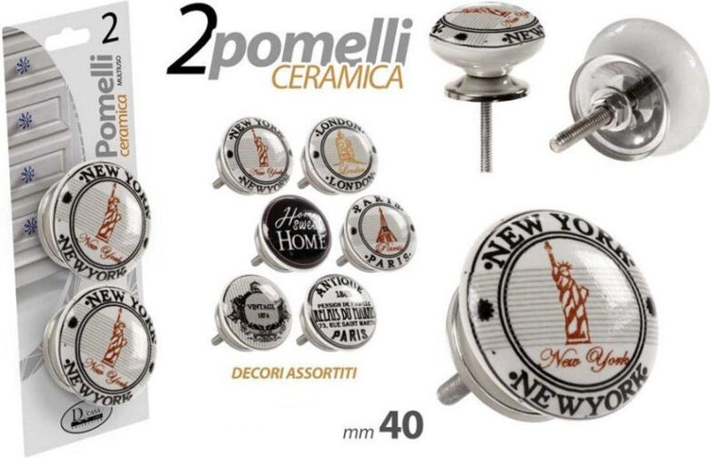 Trade Shop Traesio - Trade Shop - kit 2PCS mehrzweck-möbelknöpfe keramikknopf 40MM sortierte dekore 843037 -
