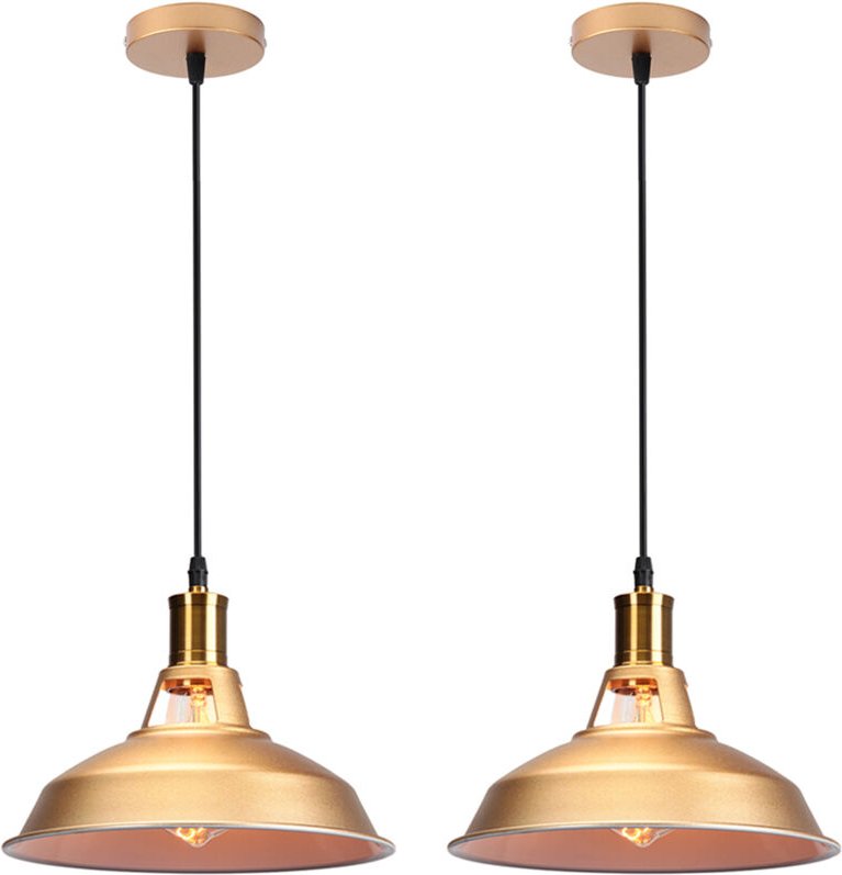 Industrielle Hängende Deckenleuchte e27 Metall Eisen Pendelleuchte für Küche Wohnzimmer,2er Golden