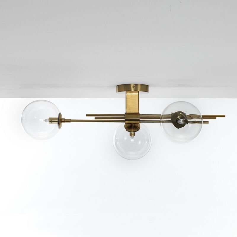 Deckenleuchte aus Messing und Glas, 3-flammig, modernes Design, Talia