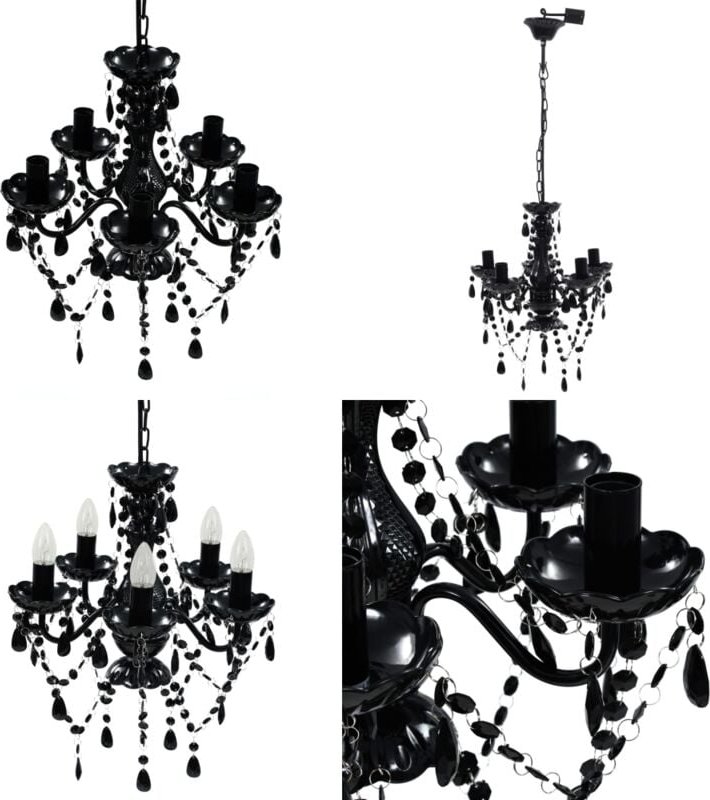 Vidaxl - Kronleuchter 5 Glühbirnen Schwarz - Künstliche Kristall Deckenleuchte - Kronleuchter - Home & Living - Schwarz