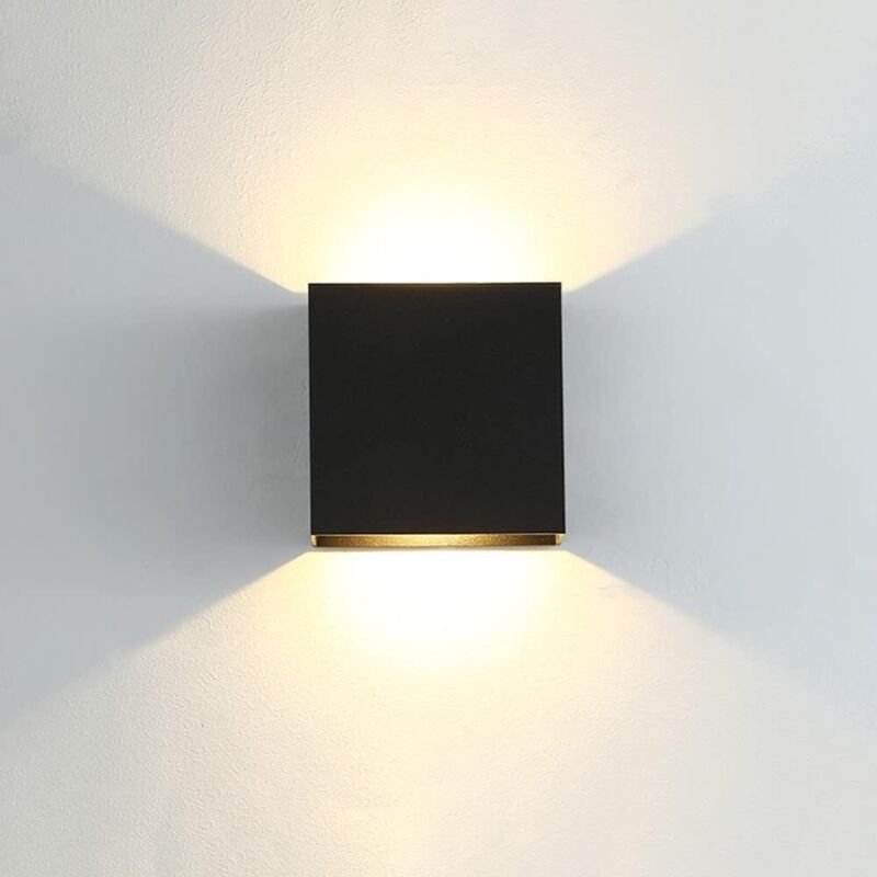Moderne LED-Wandleuchte aus Aluminium, schwarze quadratische Wandleuchte, 10 x 10 x 5 cm, wasserdicht, geeignet für den ...