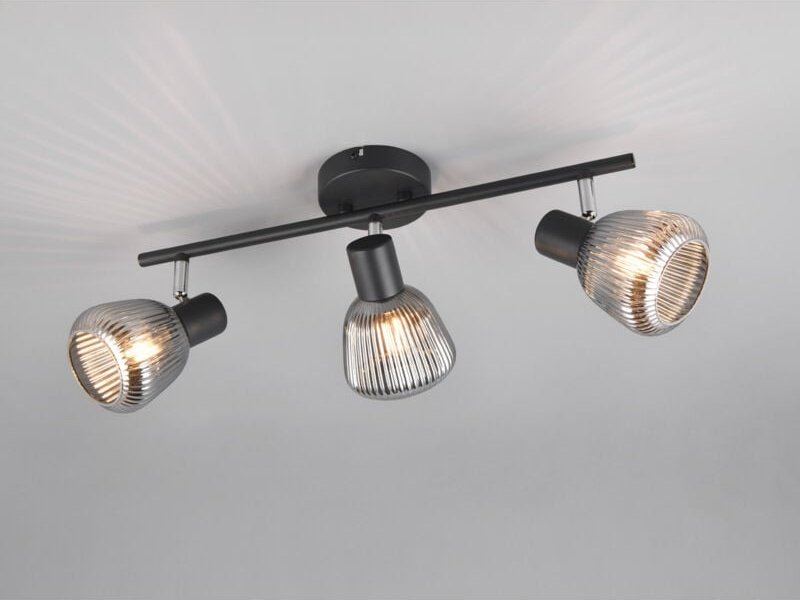 Deckenstrahler tarifa 3-flammig mit Glasschirmen Chrom bedampft, Breite 47cm