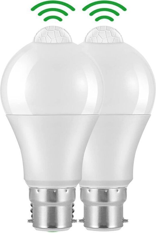 B22-Bajonett-LED-Glühbirne mit Bewegungssensor, 12 W, 1020 lm, Kaltweiß 6000 K, CIR 85, wasserdicht IP42, energiesparend...