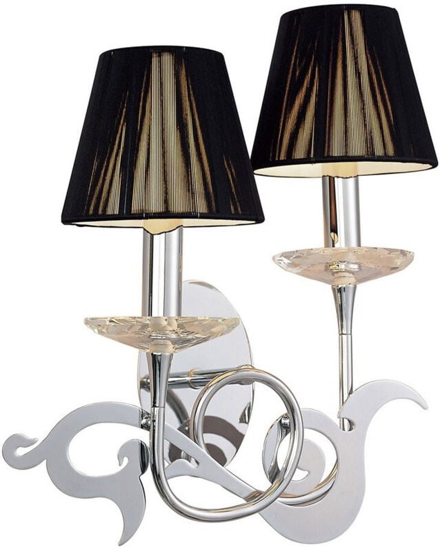 Inspired Mantra Acanto Wandleuchte, 2-flammig, E14, poliertes Chrom mit schwarzen Schirmen