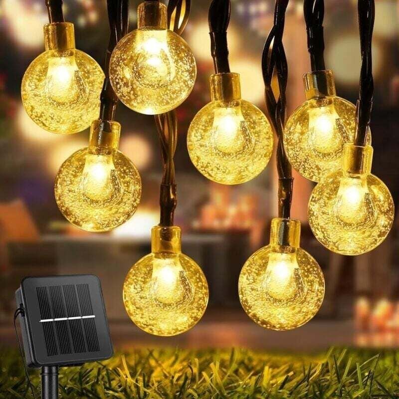 YMYNY Solar-Lichterkette für den Außenbereich, 12 m, 100 LEDs, 8 Modi, IP65, wasserdicht, Solar-Lichterkette für den Auß...