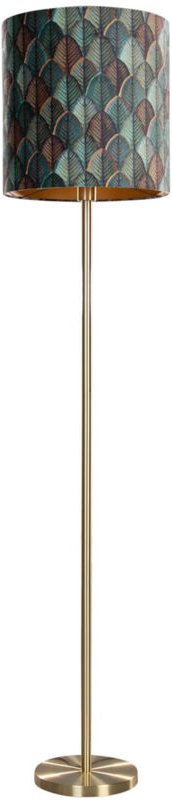 Stehleuchte Messing mit Samtlampenschirm Blattdesign und goldener Innenseite - Simplo