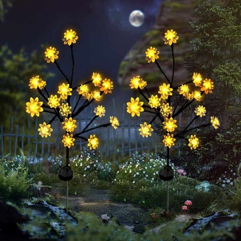 Lotus 2-teilige Solar-Gartenleuchten, LED-Solarbeleuchtung für den Außenbereich – Dekorative Solar-Landschaftsleuchten f...