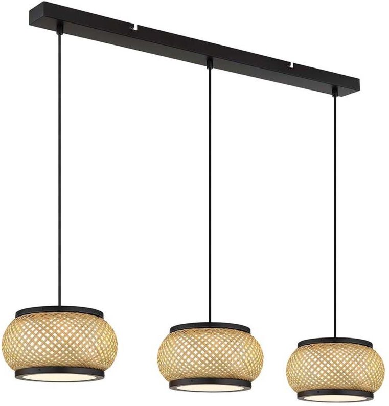 Thumbnail - Pendelleuchte Hängeleuchte Deckenleuchte Bambus schwarz natur Memory LED H 120 cm