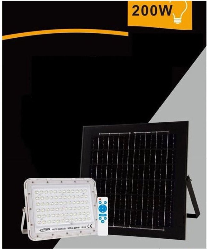 Trade Shop - solar panel strahler 200 w kaltes licht 6500K IP65 fernbedienung S12A-200W -