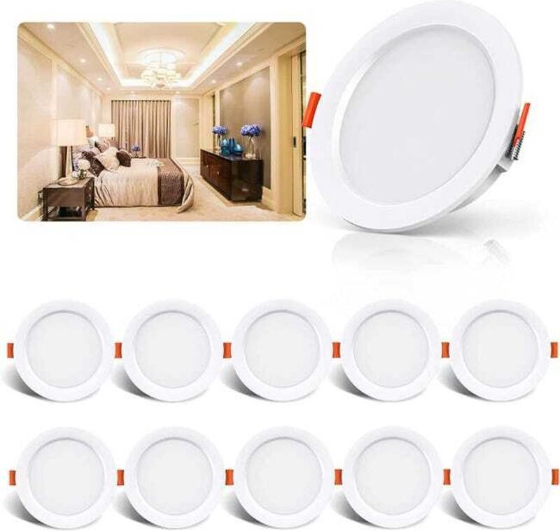 10er Set LED Einbaustrahler 5W, Neutralweiß 4000K, ultra-flach, Wohnzimmer Küche