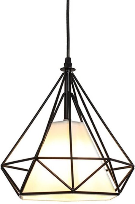 STOEX Kronleuchter Industrielle Pendelleuchte 25cm, Deckenlampenschirm Diamond Cage Corder verstellbar (Schwarz)