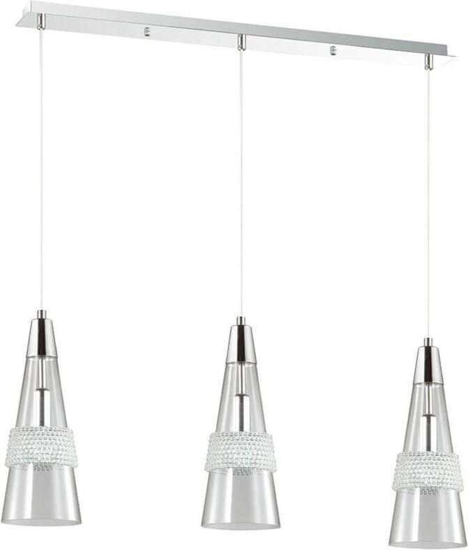 Inspired Diyas - Emilia - Deckenanhänger 3 Light E14 Linear poliertes Chrom, Kristall