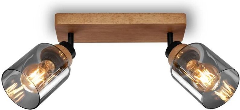 Spotlight, with wood, smoked glass, 2xE27/max.10W