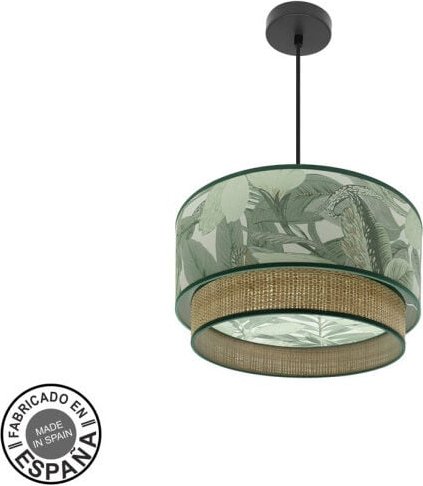 Fabrilamp - Pendelleuchte de Deckenpendel Congo 40d 1xe27 Schwarz/natur-grün