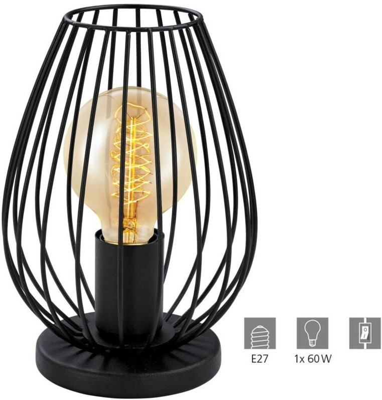 Eglo - Tischleuchte Newtown Nachttischlampe Schreibtischlampe Retro Vintage E27