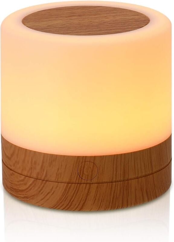 Nachttischlampe aus Holz, Nachttischlampe mit Berührungssensor, LED-Nachtlicht, Mini-Nachttischlampe