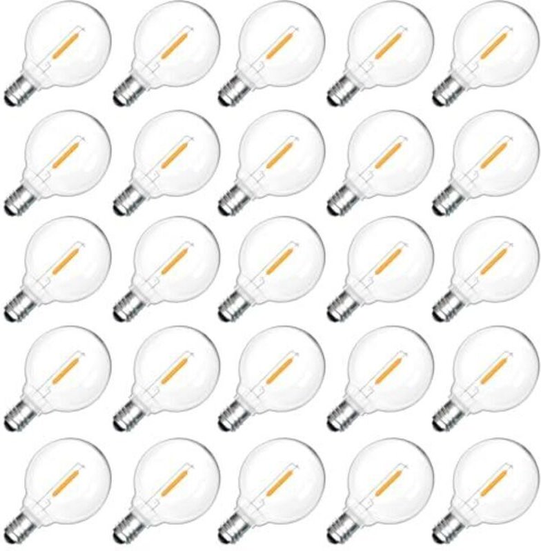 25 E12 G40 1W LED-Außenlampen, warmweiß (2200K), klare G40-LED-Filamentlampen, IP54 wasserdicht, E12-Ersatzlampen, 230V,...