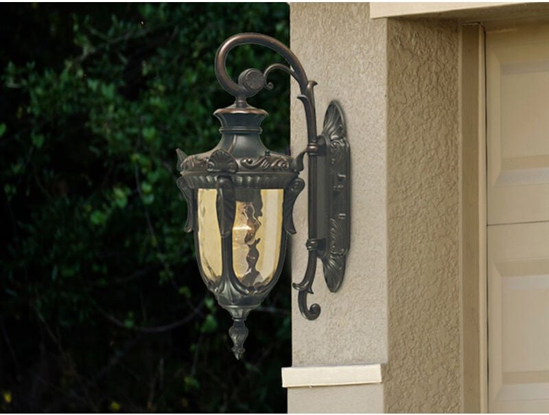 Thumbnail - Meinewunschleuchte - led Außenwandlaterne im Jugendstil mit Amberglas, hängend Höhe 52cm