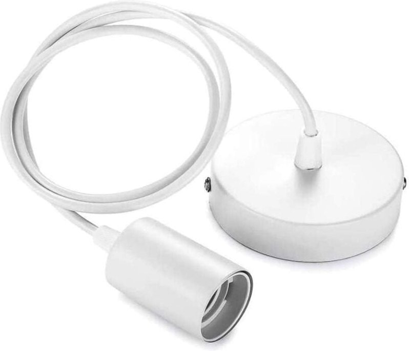 Hängende Kunststofffassung aus Metall, Hängelampe mit verstellbarem Kabel für E27-Sockel, weiße Hängelampenfassung E27, ...