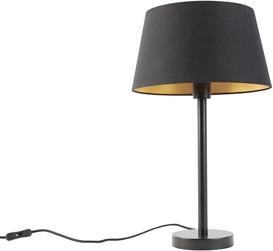 Klassische Tischlampe schwarz mit schwarzem Schirm 32 cm - Simplo