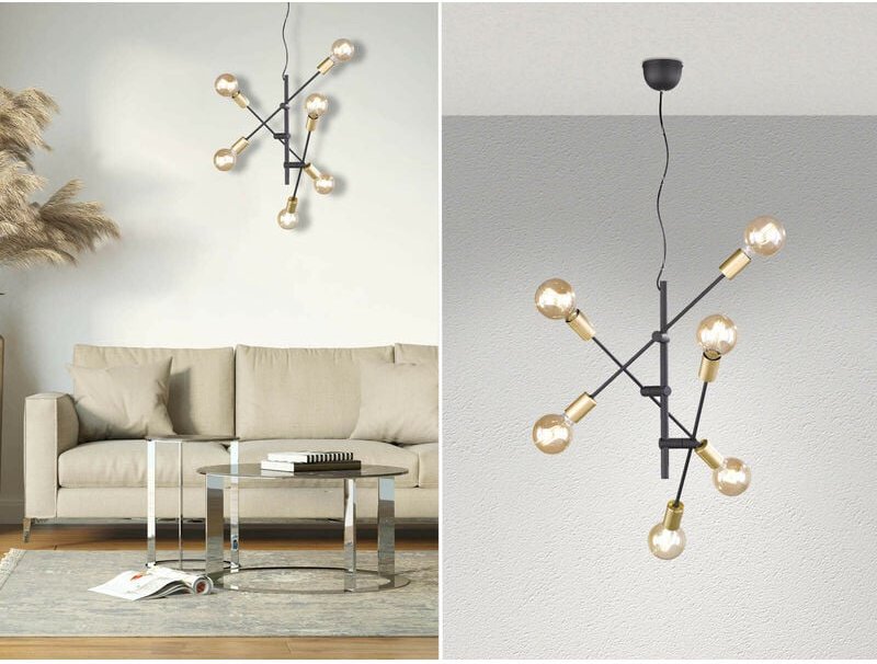 Trio Leuchten - Design led Pendelleuchte mit schwenkbaren Armen in Schwarz & Bronze, ø 54cm