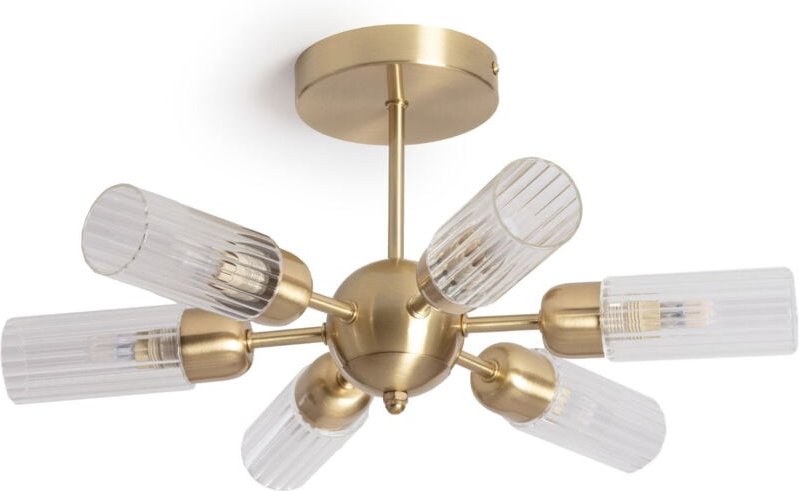 Deckenleuchte Metall und Glas 6 Spots Iraide Gold