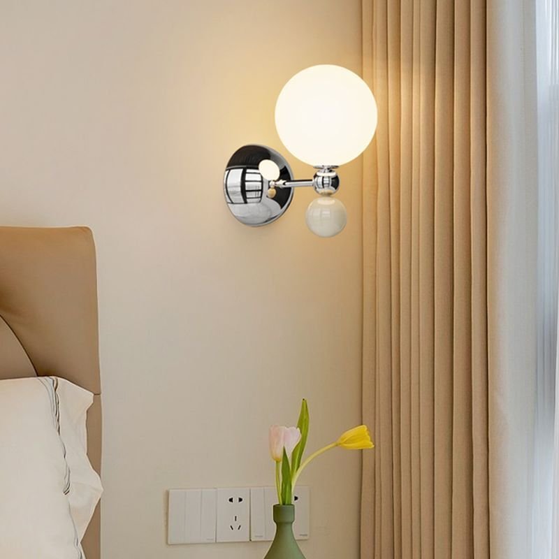 Moderne Wandleuchte mit kugelförmigem Glasschirm, dekorative kugelförmige Wandleuchte, Nachttischleuchte, E27-Leuchte fü...