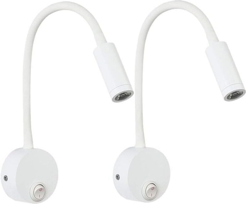 Stück LED-Wandleselampe in Weiß, Schreibtischlampe mit warmweißem Licht und Augenschutzdesign, Nachttischlampe mit Schal...