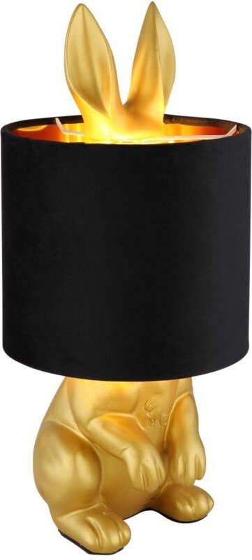 Thumbnail - Tischleuchte Tischlampe Beistelllampe Nachttischleuchte Kaninchen-Design goldfarben, Kunststoff, 1x E27 Fassung, DxH 18x...