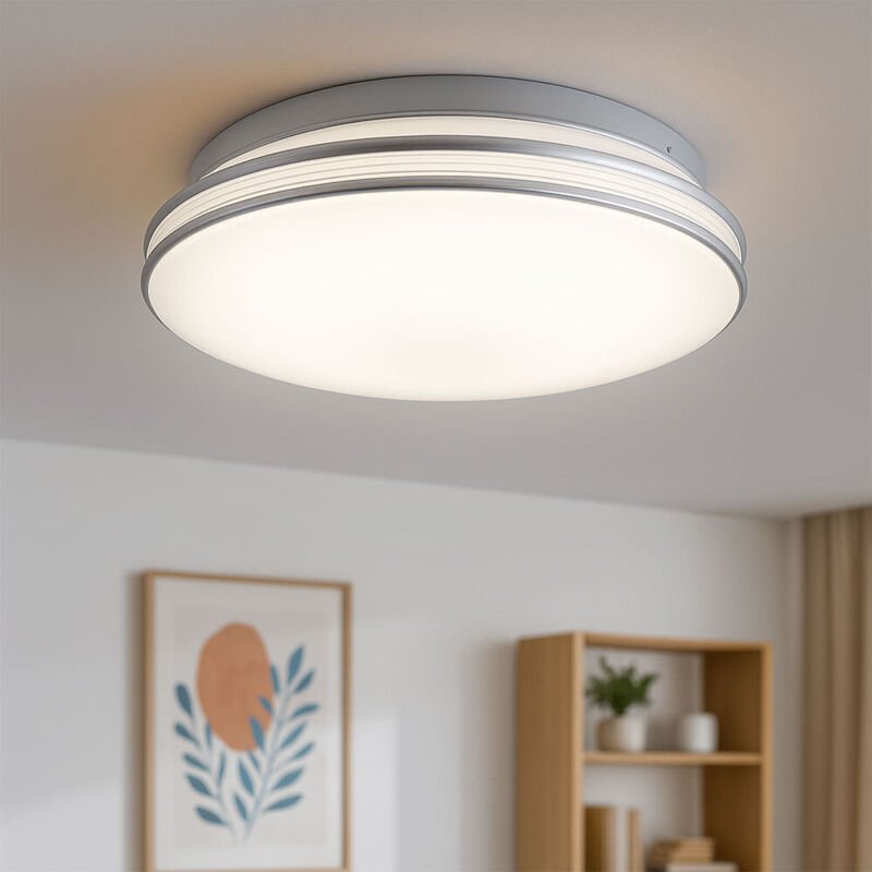 Deckenleuchte rund Deckenlampe Modern Wohnzimmerlampe Decke, Acryl weiß, led 1120 Lumen warmweiß, DxH 29,3 x 8,5 cm