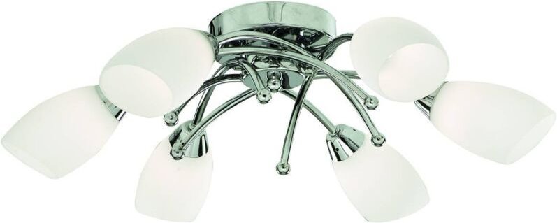 Eglo - Searchlight Opera - 6 Light Flush Multi Arm Deckenleuchte Chrom und Opalglas, G9