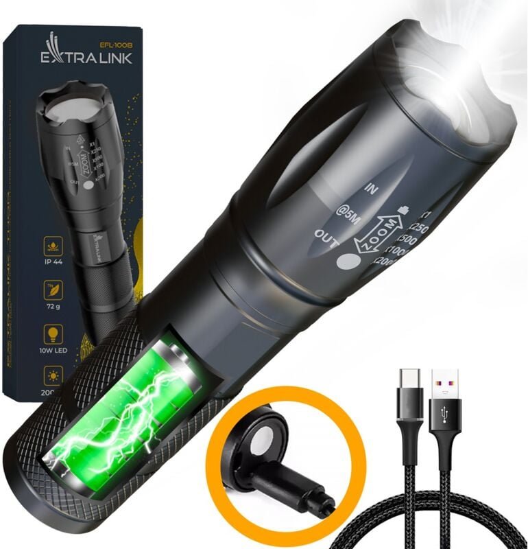 Xiaomi - Extralink efl-1031 odin led taschenlampe wiederaufladbare batterie, 10w, 400lm